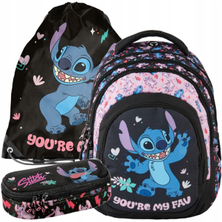 Viackomorový školský batoh Lilo i Stitch Paso, viacfarebný, 19 l + 2 ďalšie produkty